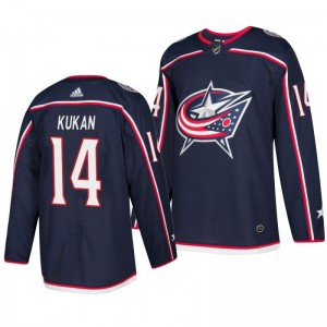 Blue Jackets Dean Kukan Navy Home Adidas Authentic Jersey - Sale