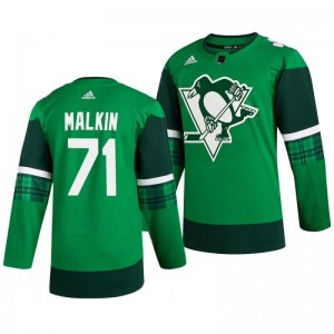 Penguins Evgeni Malkin 2020 St. Patrick's Day Authentic Player Green Jersey - Sale