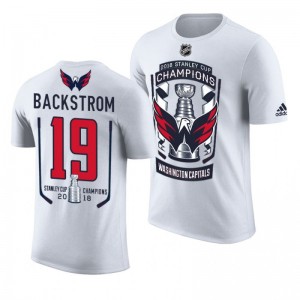 2018 Stanley Cup Champions Nicklas Backstrom Capitals White Men's T-Shirt - Sale
