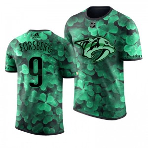 Predators Filip Forsberg St. Patrick's Day Green Lucky Shamrock Adidas T-shirt - Sale