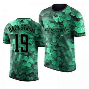 Capitals Nicklas Backstrom St. Patrick's Day Green Lucky Shamrock Adidas T-shirt - Sale