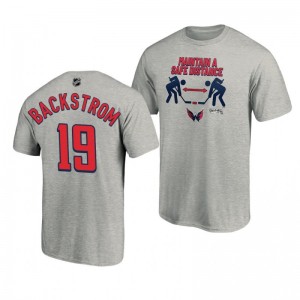 2020 Stanley Cup Playoffs Safe Distance Capitals Nicklas Backstrom Heather Gray T-Shirt - Sale