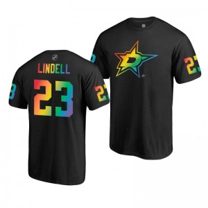 Esa Lindell Stars 2019 Rainbow Pride Name and Number LGBT Black T-Shirt - Sale