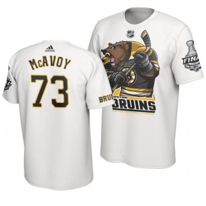 2019 Stanley Cup Final Bruins Charlie McAvoy Cartoon Mascot T-Shirt - White - Sale