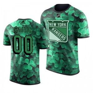 Rangers Custom St. Patrick's Day Green Lucky Shamrock Adidas T-shirt - Sale