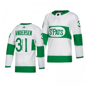 Toronto Maple Leafs Frederik Andersen White St. Pats Adidas Authentic Player Jersey - Sale
