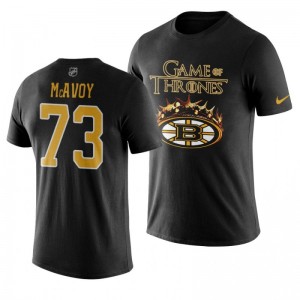 Bruins Black Crown Game of Thrones Charlie McAvoy T-Shirt - Sale