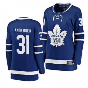 Frederik Andersen Maple Leafs Women's Blue Breakaway Player Home Jersey - Sale