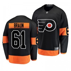 Justin Braun Flyers Black Breakaway Player Fanatics Branded Alternate Jersey - Sale