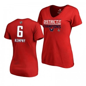 Michal Kempny Capitals Women's 2018 Stanley Cup Champions Red V-Neck T-shirt - Sale