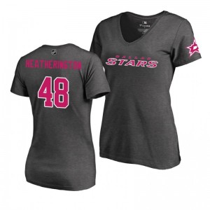 Mother's Day Pink Wordmark V-Neck Heather Gray T-Shirt Dallas Stars Dillon Heatherington - Sale