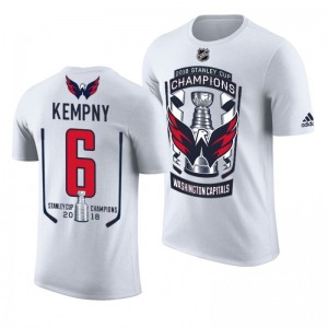 2018 Stanley Cup Champions Michal Kempny Capitals White Men's T-Shirt - Sale