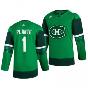 Canadiens Jacques Plante 2020 St. Patrick's Day Authentic Player Green Jersey - Sale