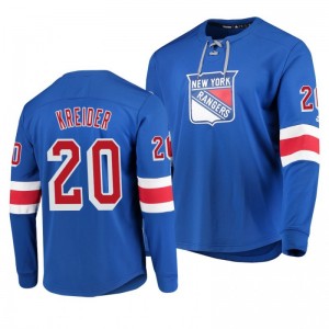 Rangers Chris Kreider Blue Platinum Long Sleeve Jersey T-Shirt - Sale