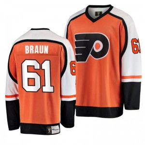 Men's Flyers Justin Braun #61 Orange 2019-20 Premier Breakaway Player Jersey - Sale