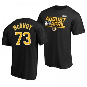 2020 Stanley Cup Playoffs Bound August Is The New April Bruins Charlie McAvoy Black T-shirt - Sale