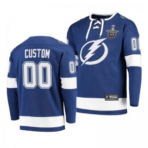 2020 Stanley Cup Playoffs Lightning Custom Jersey Hoodie Blue - Sale