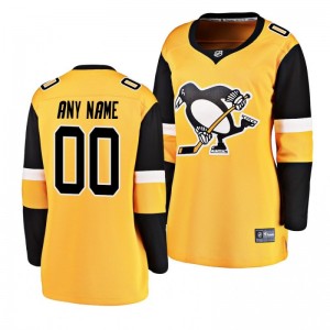 Women's Gold Penguins Custom Breakaway Player Alternate Jersey - Sale