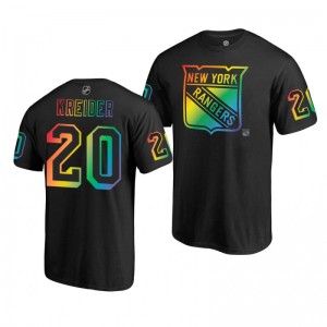 Chris Kreider Rangers Black Rainbow Pride Name and Number T-Shirt - Sale
