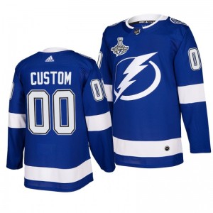 Custom Lightning 2020 Stanley Cup Champions Jersey Blue Authentic Home - Sale