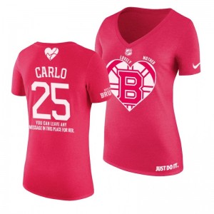 Brandon Carlo Boston Bruins Mother's Day V-neck Pink T-shirt - Sale