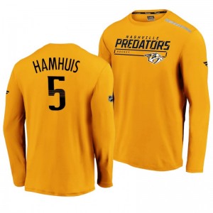Predators Dan Hamhuis 2020 Authentic Pro Clutch Long Sleeve Yellow T-Shirt - Sale