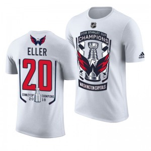 2018 Stanley Cup Champions Lars Eller Capitals White Men's T-Shirt - Sale