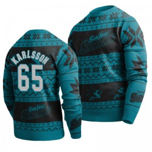 Sharks Erik Karlsson Teal 2019 Ugly Christmas Sweater - Sale