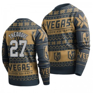 Golden Knights Shea Theodore Charcoal 2019 Ugly Christmas Sweater - Sale
