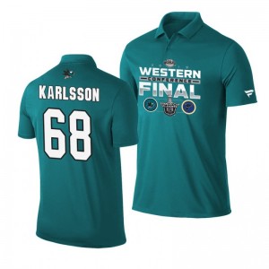 Melker Karlsson Sharks 2019 Stanley Cup Western Conference Finals Matchup Polo Shirt Teal - Sale