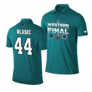 Marc-Edouard Vlasic Sharks 2019 Stanley Cup Western Conference Finals Matchup Polo Shirt Teal - Sale