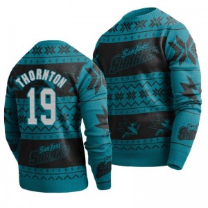Sharks Joe Thornton Teal 2019 Ugly Christmas Sweater - Sale