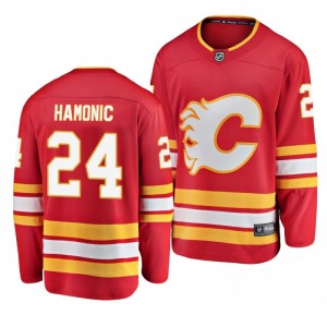 Travis Hamonic Flames Red Breakaway Player Fanatics Branded Alternate Youth Jersey - Sale