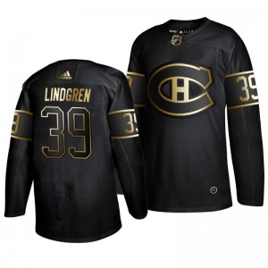 Canadiens Charlie Lindgren Black Golden Edition Authentic Adidas Jersey - Sale