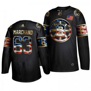 Bruins Brad Marchand Golden Edition Adidas Black Independence Day Men's Jersey - Sale
