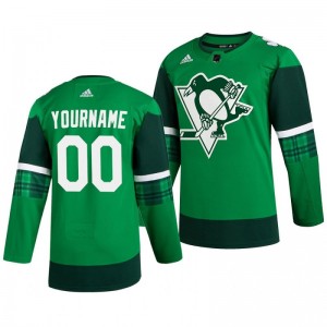Penguins Custom 2020 St. Patrick's Day Authentic Player Green Jersey - Sale