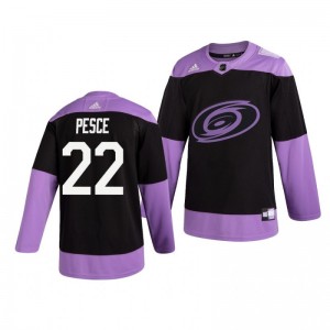 Brett Pesce Hurricanes Black Hockey Fights Cancer Practice Jersey - Sale