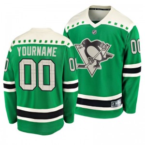 Penguins Custom 2020 St. Patrick's Day Replica Player Green Jersey - Sale