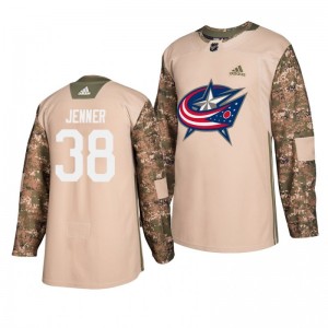 Blue Jackets Boone Jenner Veterans Day Practice Adidas Camo Jersey - Sale