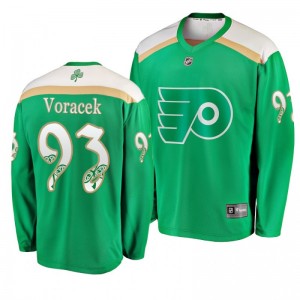 Flyers Jakub Voracek 2019 St. Patrick's Day Replica Fanatics Branded Jersey Green - Sale