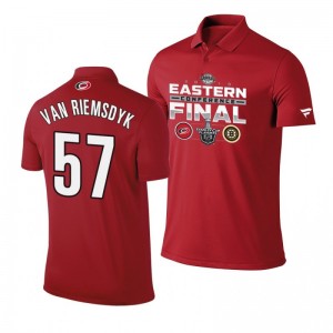 Trevor van Riemsdyk Hurricanes 2019 Stanley Cup Eastern Conference Finals Matchup Polo Shirt Red - Sale