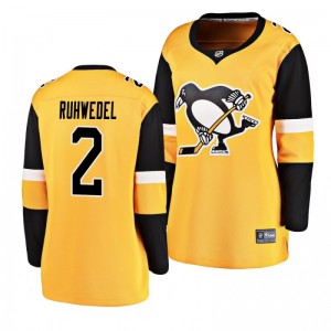 Women's Gold Penguins Chad Ruhwedel Breakaway Alternate Jersey - Sale