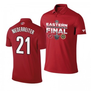 Nino Niederreiter Hurricanes 2019 Stanley Cup Eastern Conference Finals Matchup Polo Shirt Red - Sale