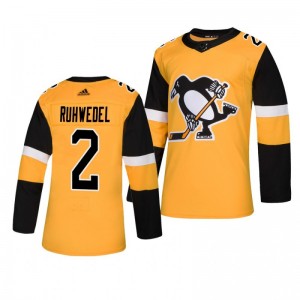 Penguins Chad Ruhwedel Player Adidas Authentic Gold Alternate Jersey - Sale