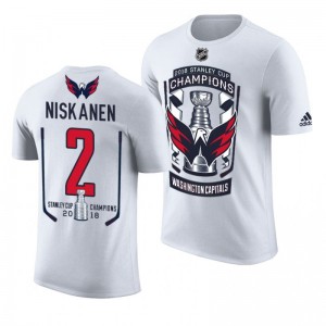 2018 Stanley Cup Champions Matt Niskanen Capitals White Men's T-Shirt - Sale