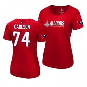 2018 Stanley Cup Champions John Carlson Capitals Red All Ours Women's T-shirt - Sale
