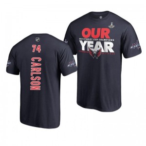 Men's John Carlson Capitals 2018 Navy Our Year Stanley Cup Champions T-shirt - Sale