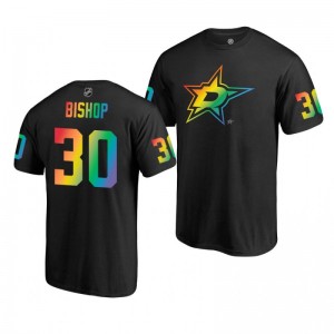 Ben Bishop Stars 2019 Rainbow Pride Name and Number LGBT Black T-Shirt - Sale