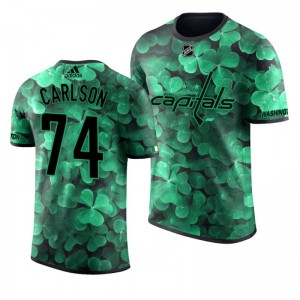 Capitals John Carlson St. Patrick's Day Green Lucky Shamrock Adidas T-shirt - Sale