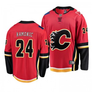 Flames Travis Hamonic Red Home Breakaway Player Jersey - Sale